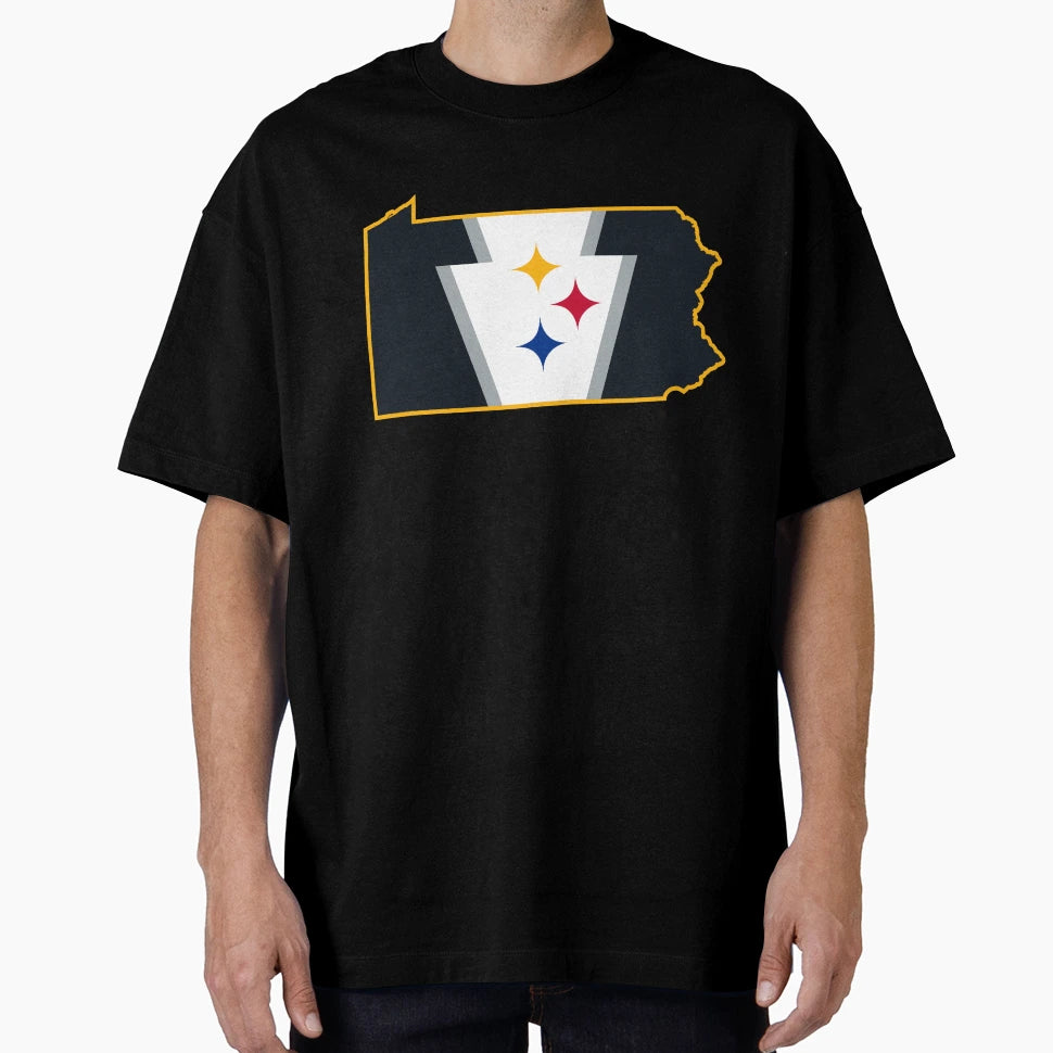 Pittsburgh Football Keystone Flag Map T-Shirt - Fun Novelty Design Unisex - T-Shirt, Sweatshirt, Hoodie
