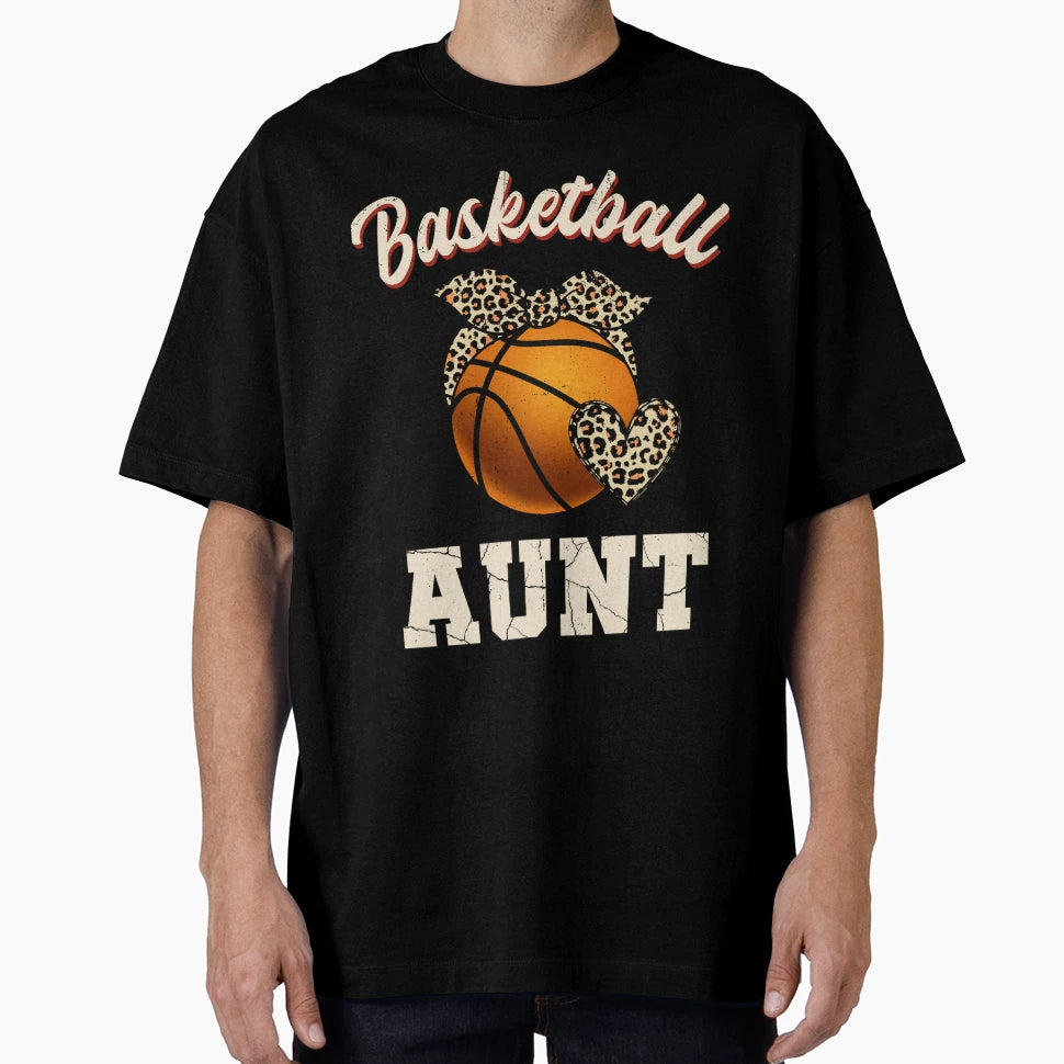 Basketball Aunt Leopard Basketball T-Shirt - Custom Art Print Men Women - T-Shirt, Sweatshirt, Hoodie
