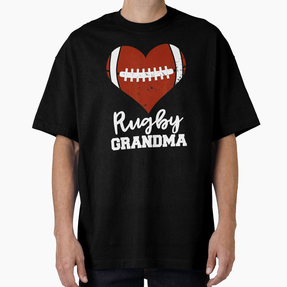 Rugby Grandma Heart Funny Proud Rugby T-Shirt - Custom Art Print Unisex - T-Shirt, Sweatshirt, Hoodie