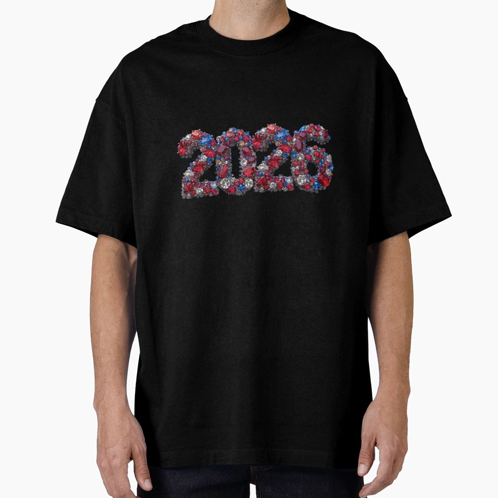 2026 Sparkle Jewel Year 2026 Tricolor T-Shirt - Minimalist Print Unisex - T-Shirt, Sweatshirt, Hoodie