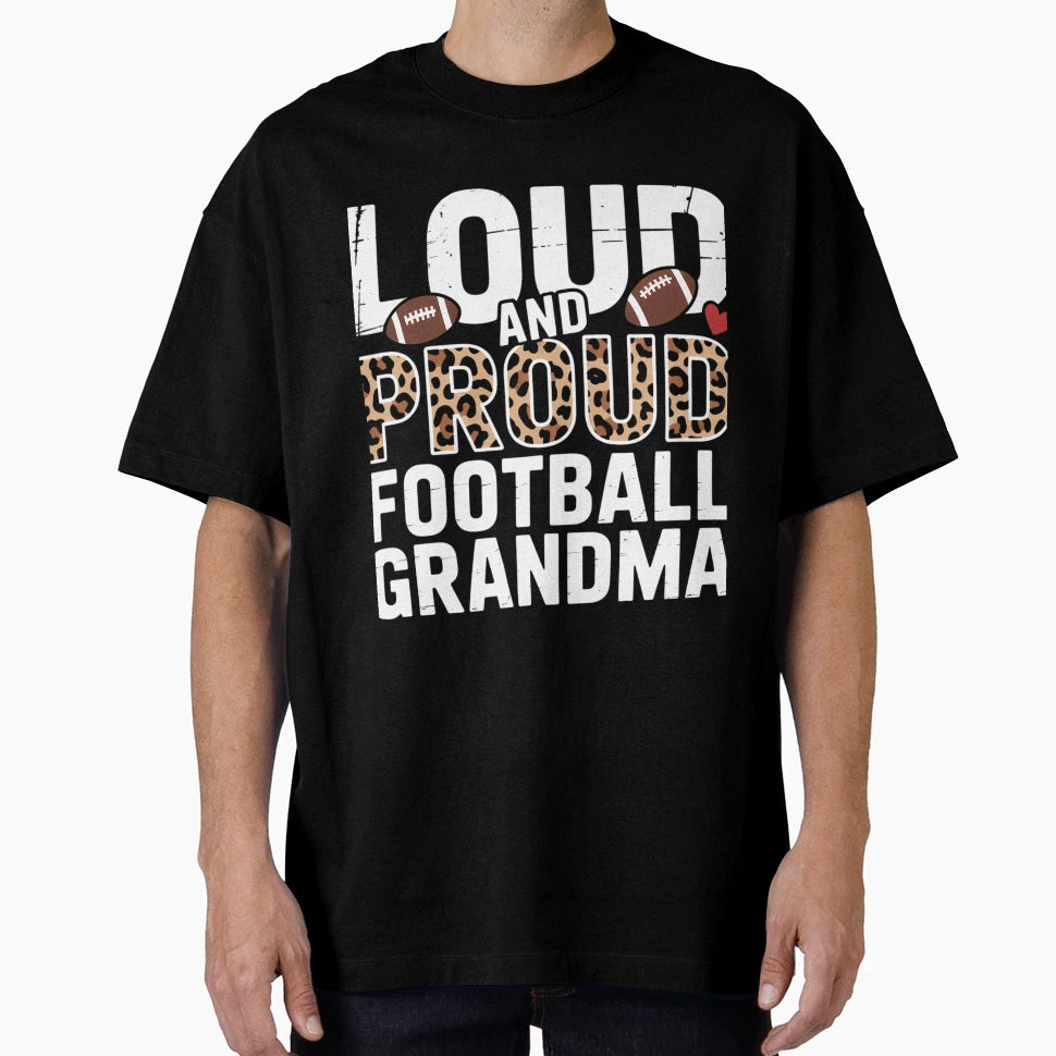 Leopard Football Grandma Family Support T-Shirt - Graphic Print Unisex - T-Shirt, Sweatshirt, Hoodie