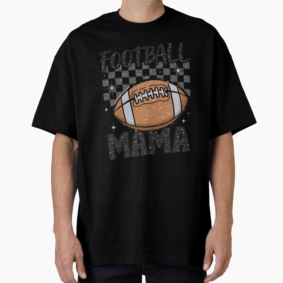 Football Mama Glitter T-Shirt - Minimalist Print Unisex - T-Shirt, Sweatshirt, Hoodie