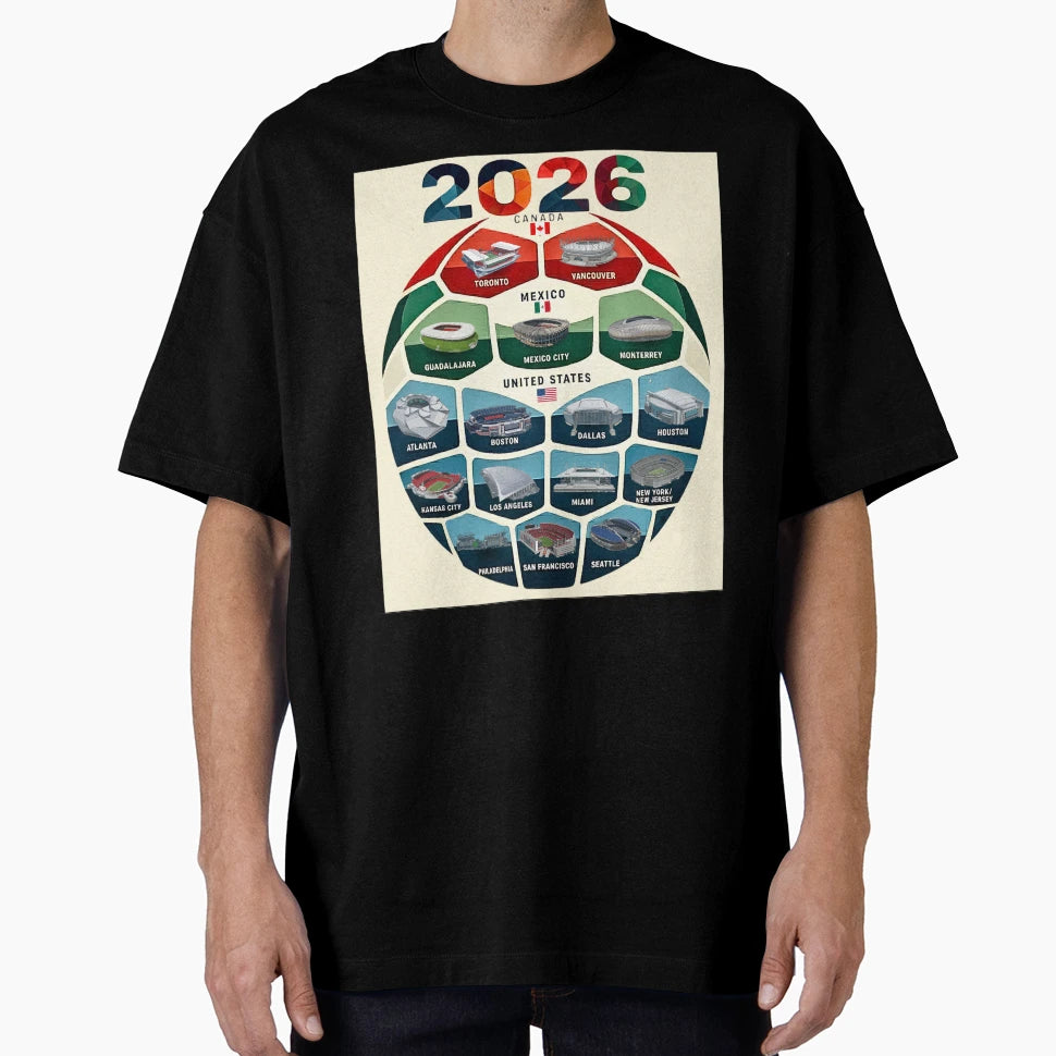 2026 North America Host Soccer Stadiums T-Shirt - Novelty Apparel Men Women - T-Shirt, Sweatshirt, Hoodie