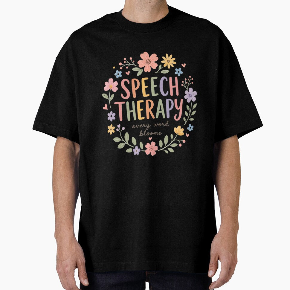 Speech Therapist Every Word Blooms Floral Wreath SLP - Adult & Kids T-Shirts, Sweatshirts & Hoodies apparel design preview 1