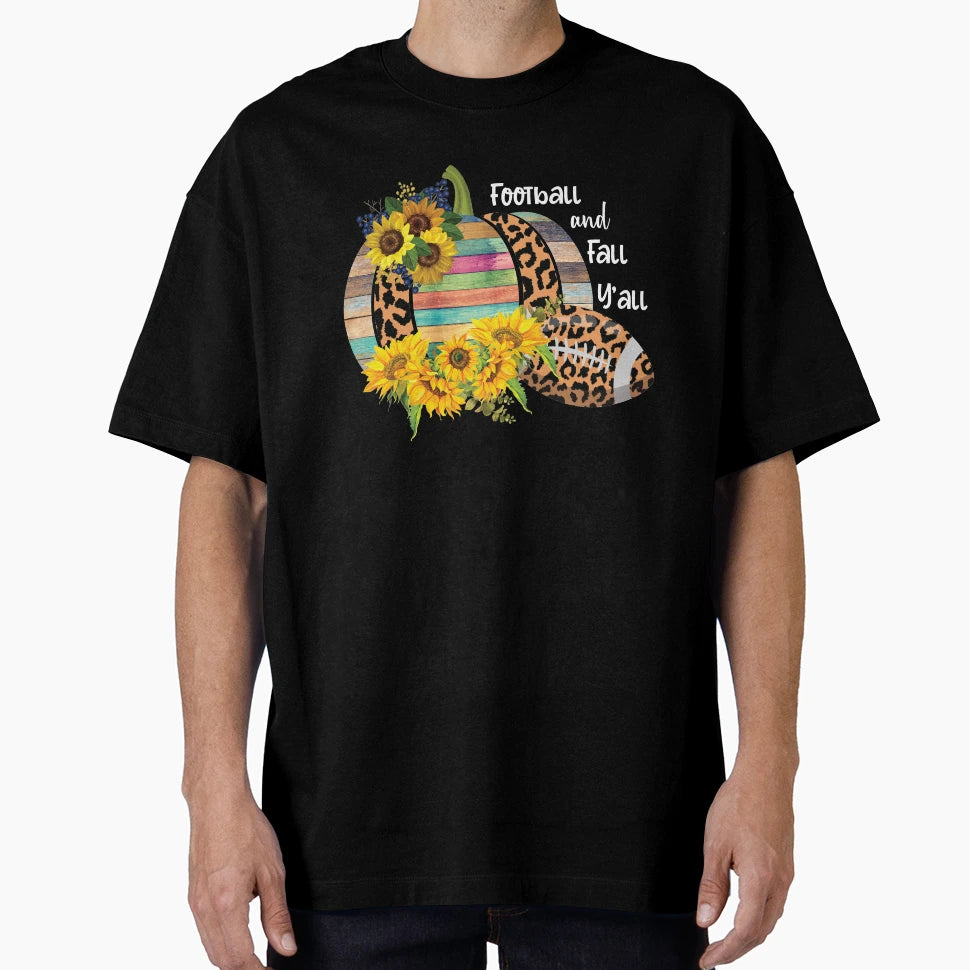 Happy Football And Fall Yall Thanksgiving T-Shirt - Graphic Print Unisex - T-Shirt, Sweatshirt, Hoodie
