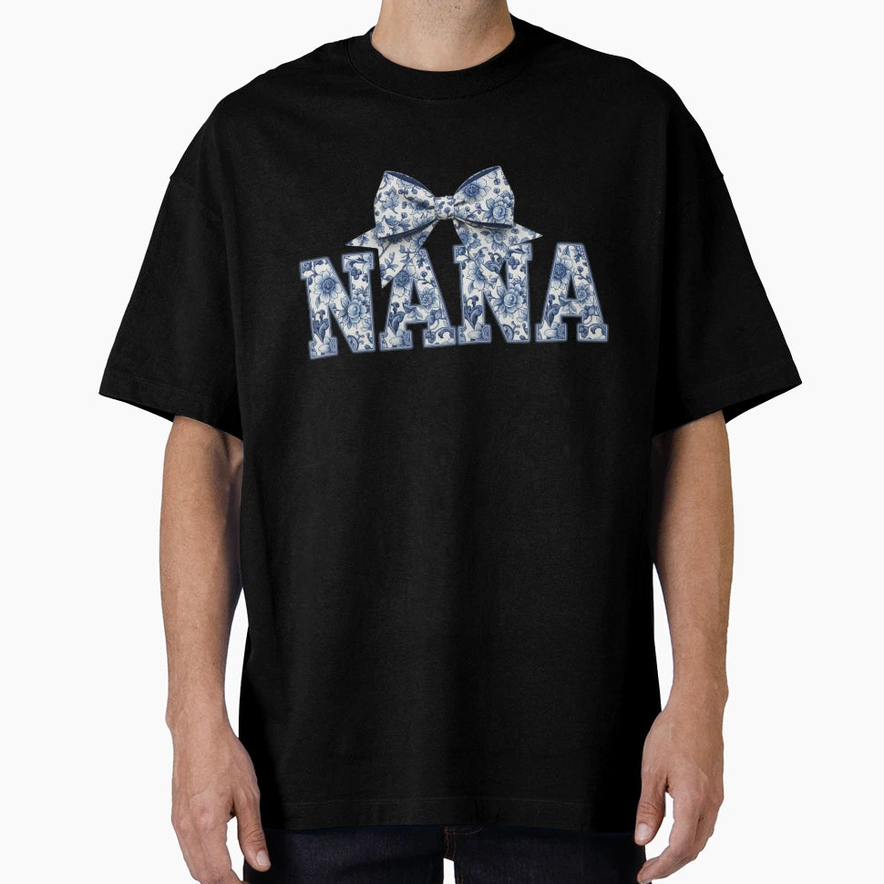 Nana Gift Blue White Chinoiserie T-Shirt - Fun Novelty Design Men Women - T-Shirt, Sweatshirt, Hoodie