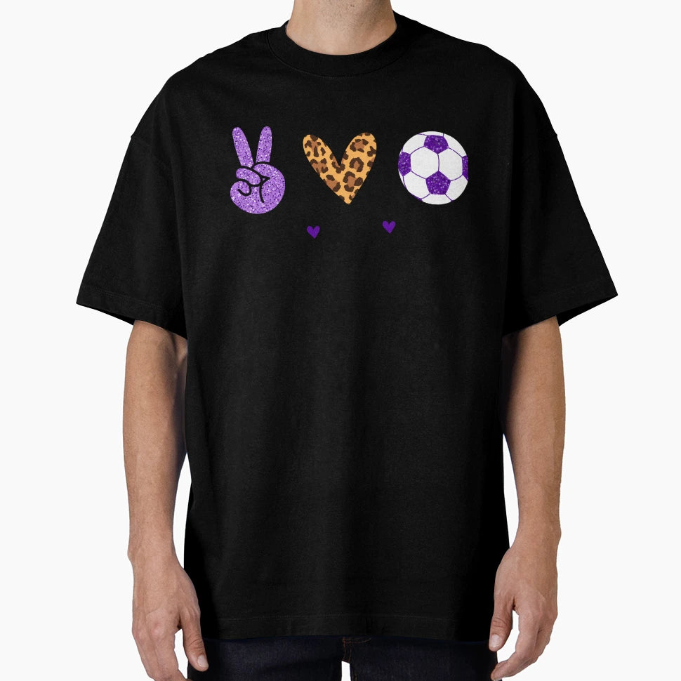 Purple Peace Love And Soccer T-Shirt - Aesthetic Graphic Men Women - T-Shirt, Sweatshirt, Hoodie