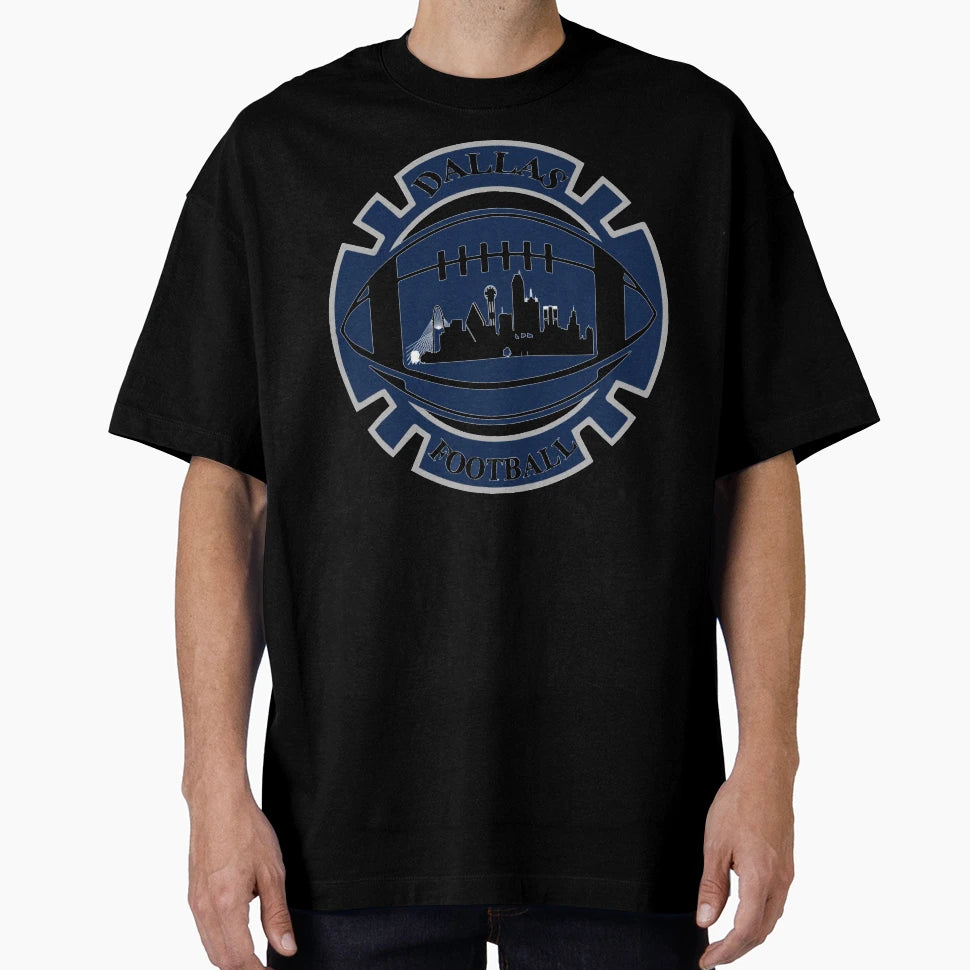 Dallas Football Round Aluminum Metal T-Shirt - Minimalist Print Unisex - T-Shirt, Sweatshirt, Hoodie