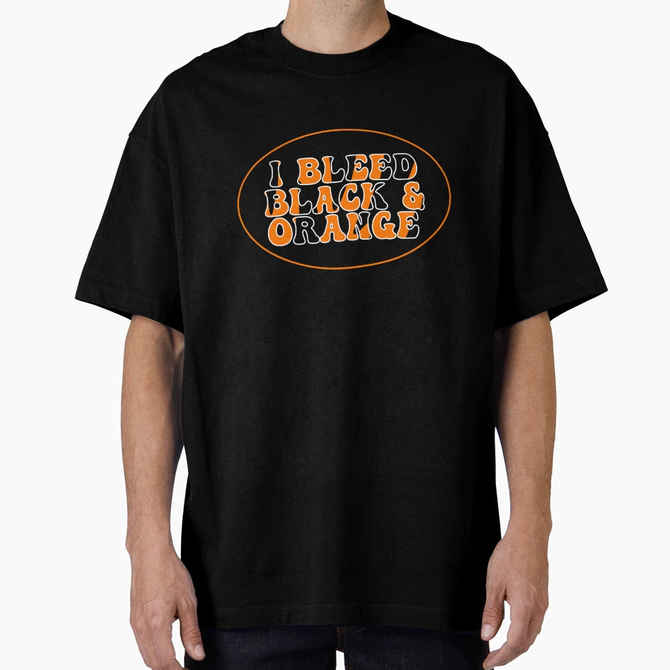 I Bleed Black Orange Oval T-Shirt - Fun Novelty Design for Adults - T-Shirt, Sweatshirt, Hoodie
