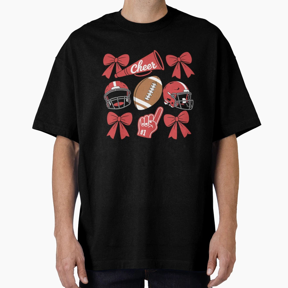 Coquette Game Day Football Cheer Mom T-Shirt - Custom Art Print for Adults - T-Shirt, Sweatshirt, Hoodie