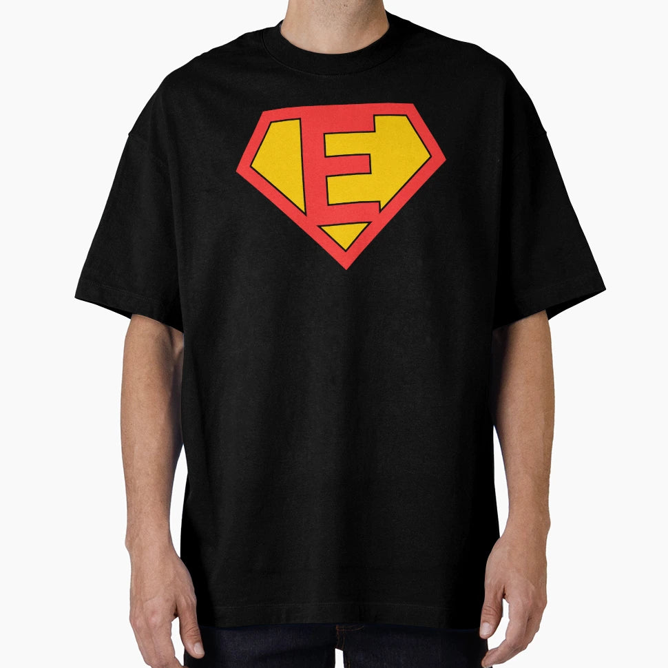 Letter E Super Letter Red And Yellow T-Shirt - Trendy Graphic for Adults - T-Shirt, Sweatshirt, Hoodie