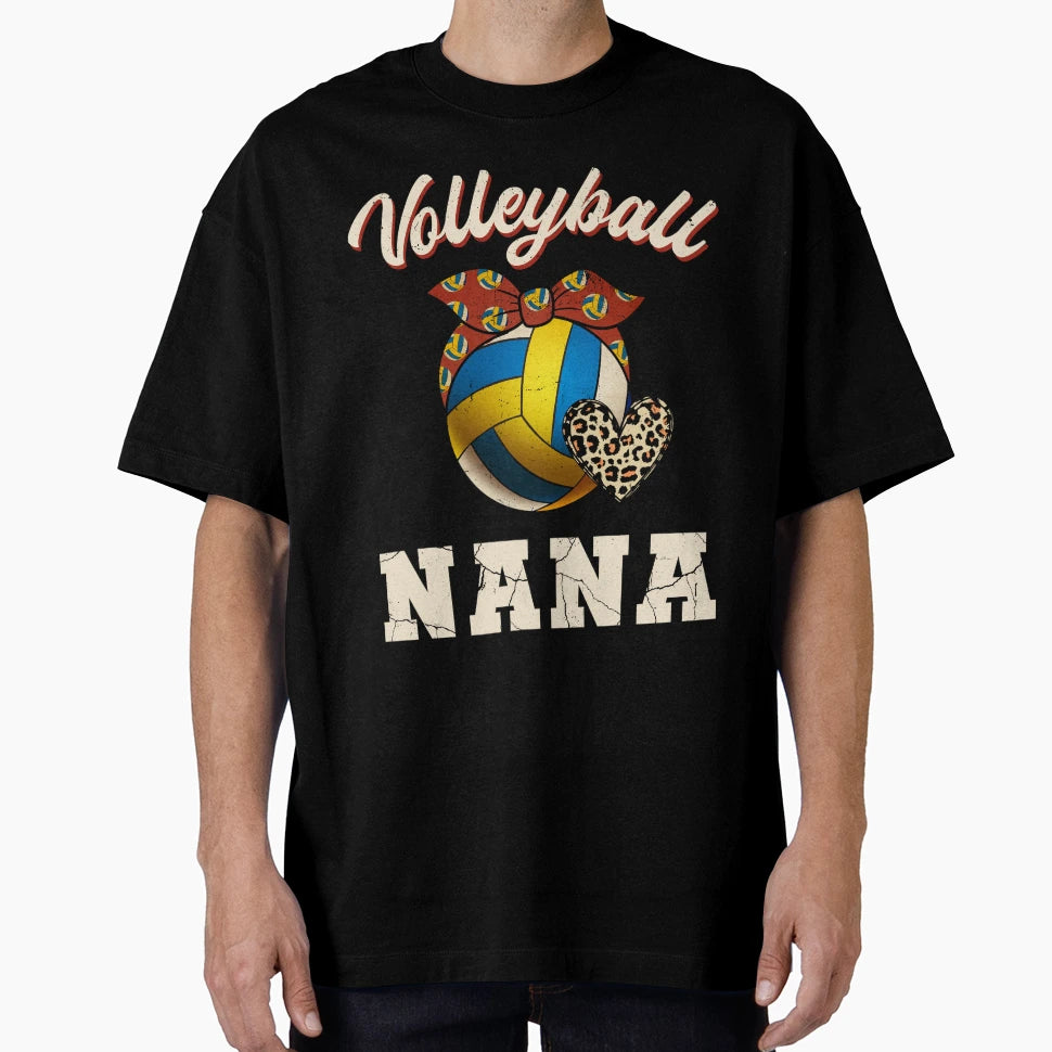 Volleyball Nana Leopard Volleyball T-Shirt - Trendy Graphic for Adults - T-Shirt, Sweatshirt, Hoodie
