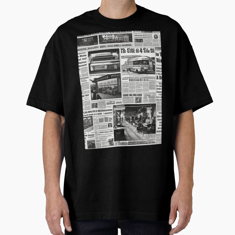 Old daily newspaper journal magazine black and white - Adult & Kids T-Shirts, Sweatshirts & Hoodies apparel design preview 1