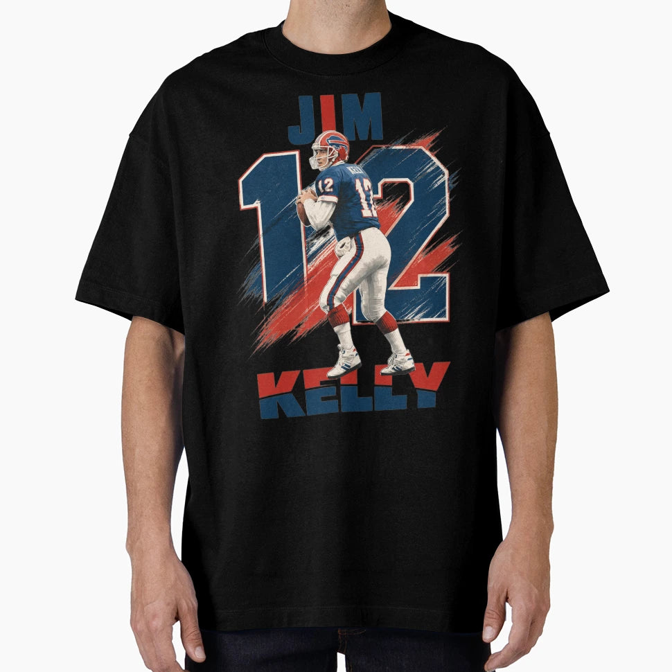 Jim Kelly 12 Buffalo Football Art T-Shirt - Aesthetic Graphic Unisex - T-Shirt, Sweatshirt, Hoodie