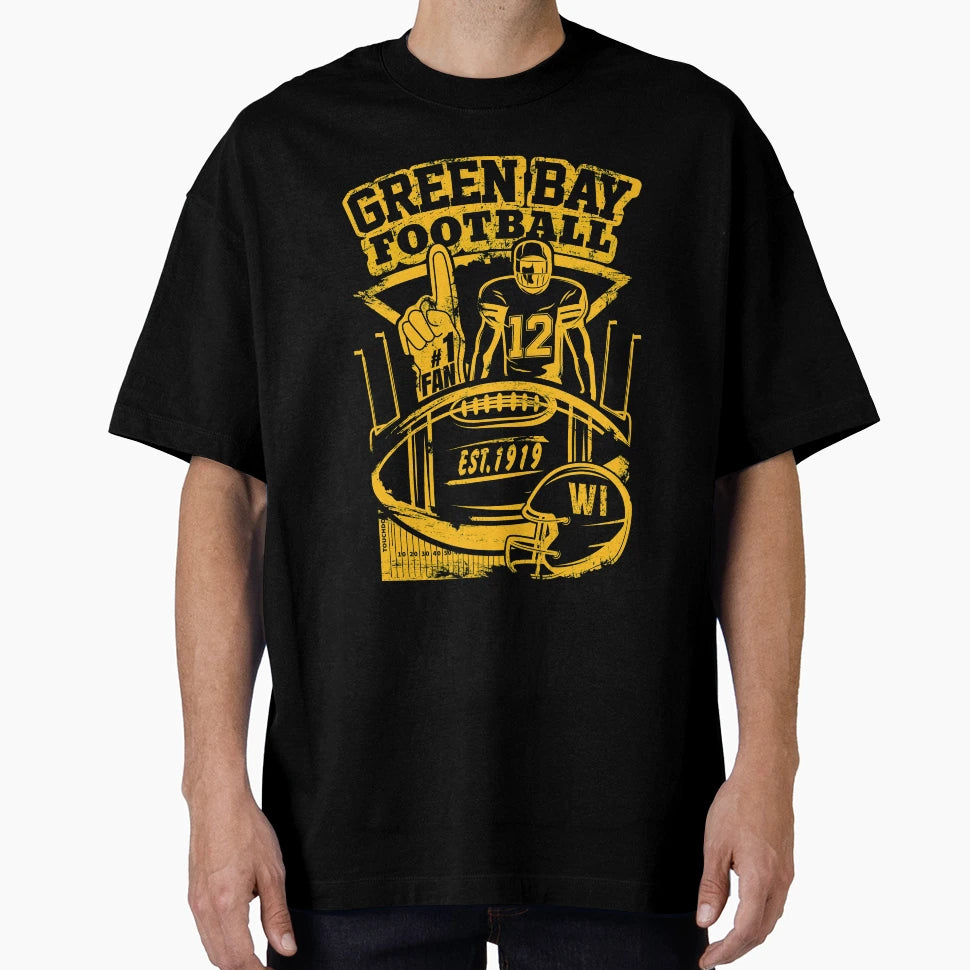 Green Bay Wisconsin Football Distressed T-Shirt - Custom Art Print Unisex - T-Shirt, Sweatshirt, Hoodie