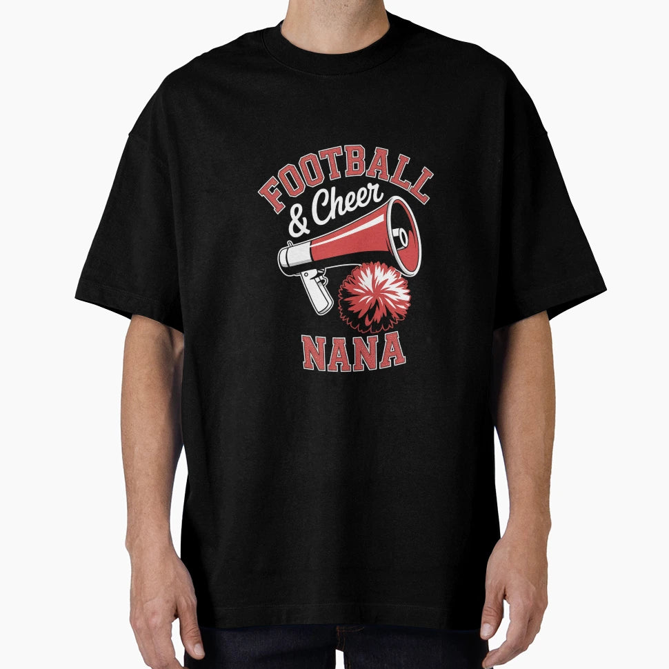 Football Cheer Nana Cheerleader T-Shirt - Aesthetic Graphic for Adults - T-Shirt, Sweatshirt, Hoodie