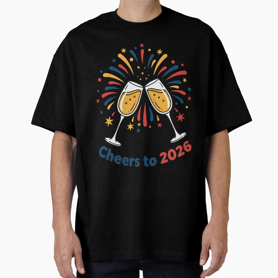 Cheers To 2026 Fireworks Celebration T-Shirt - Custom Art Print Unisex - T-Shirt, Sweatshirt, Hoodie