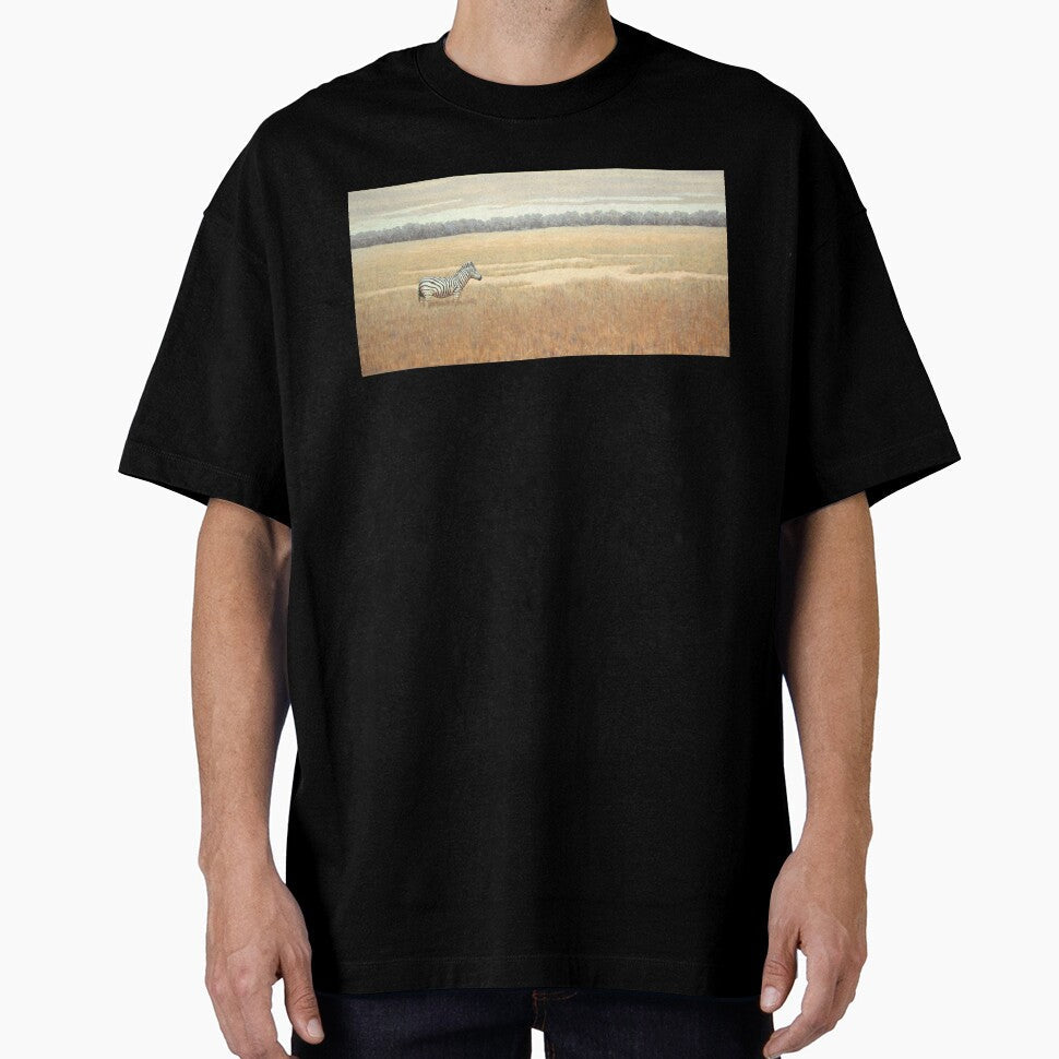 Lone zebra on grassy plain by Randall Bennett - Adult & Kids T-Shirts, Sweatshirts & Hoodies apparel design preview 1