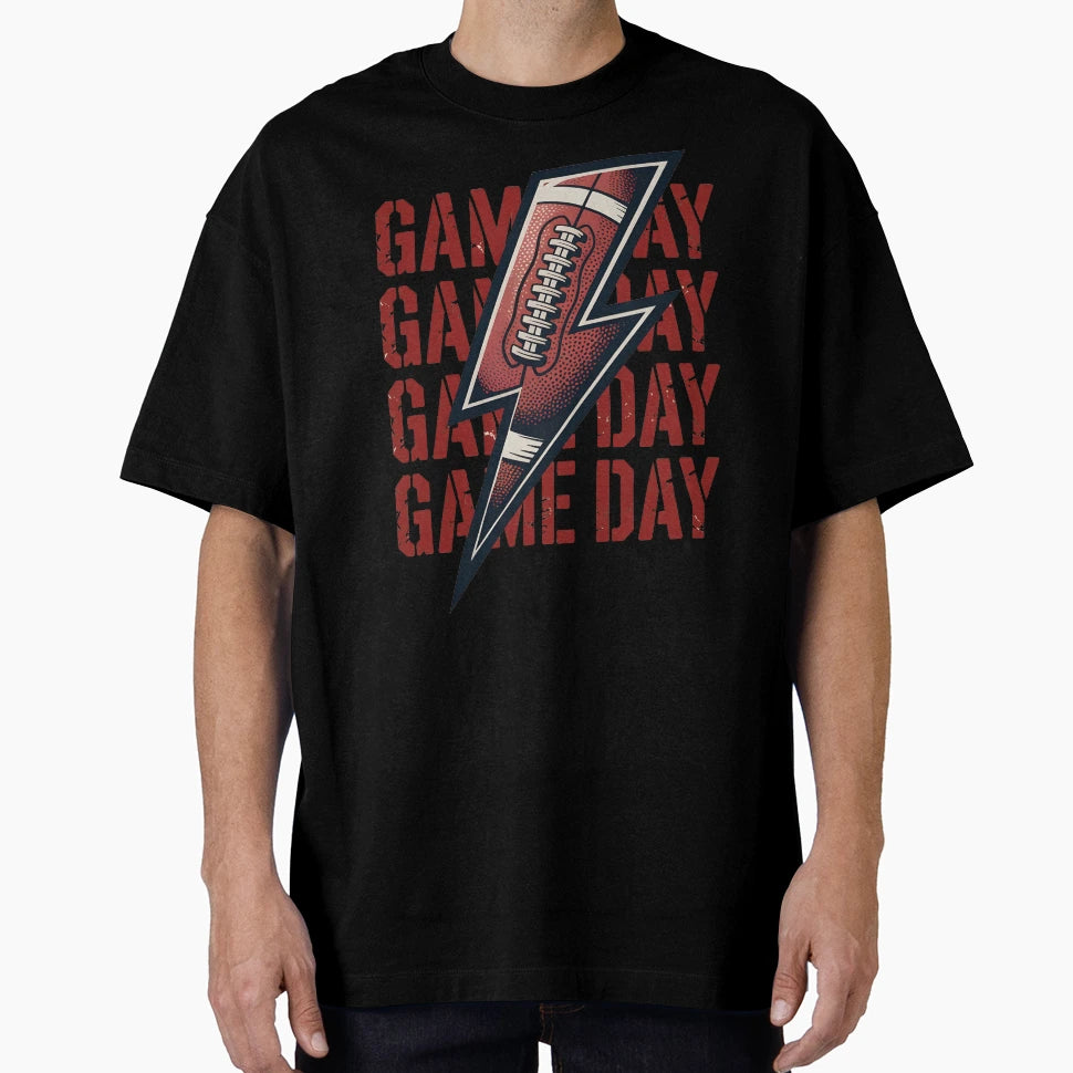 Game Day Lightning Bolt Football Fan T-Shirt - Novelty Apparel for Adults - T-Shirt, Sweatshirt, Hoodie