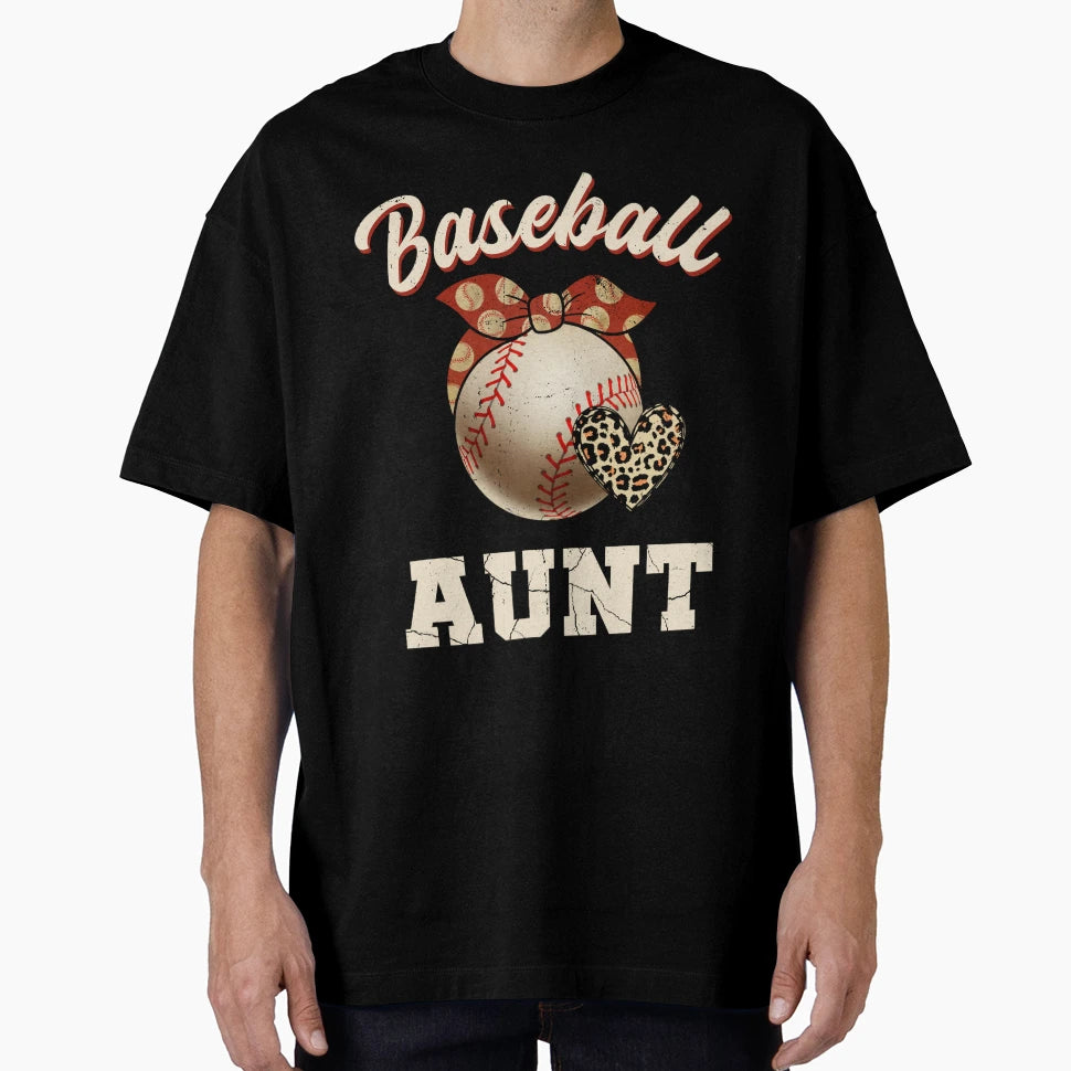 Baseball Aunt Leopard Baseball T-Shirt - Casual Everyday Wear Unisex - T-Shirt, Sweatshirt, Hoodie