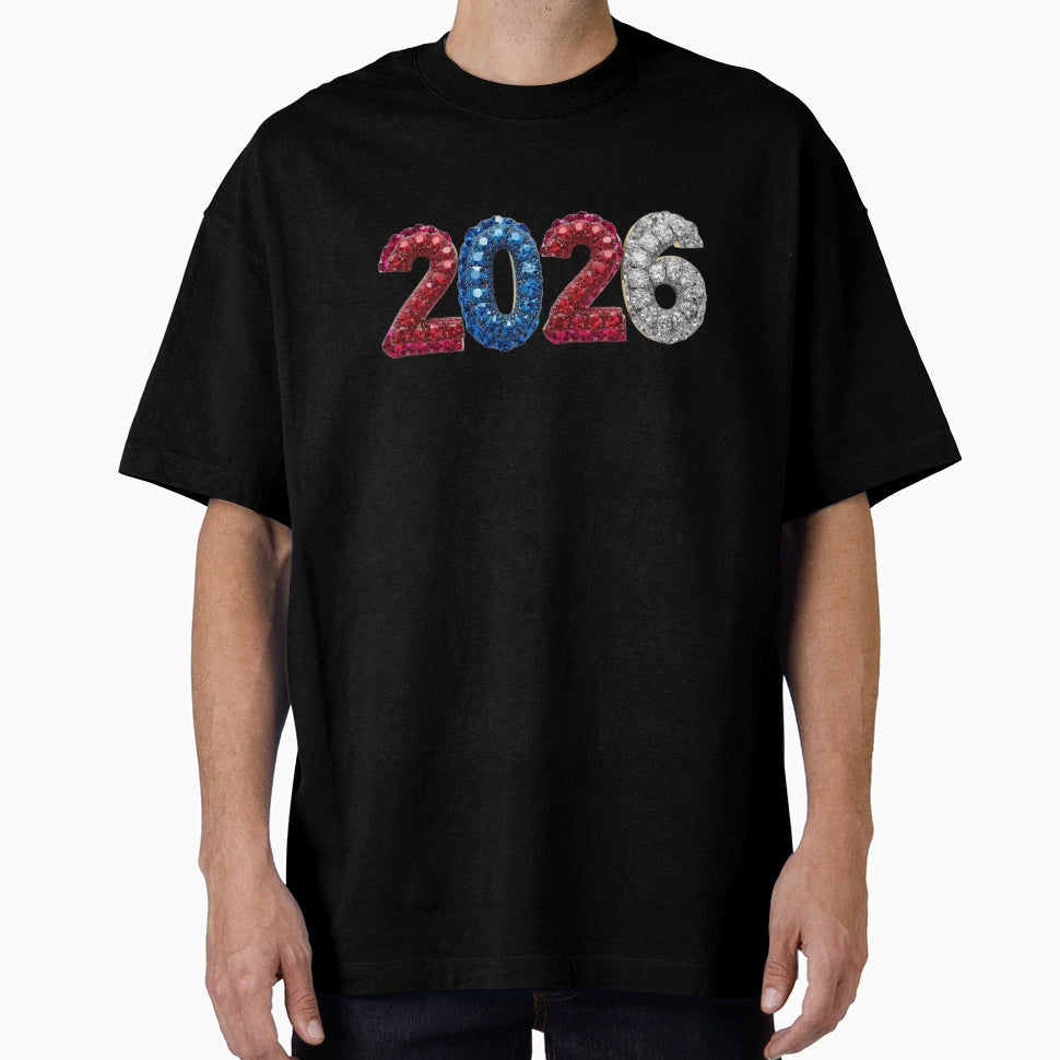 2026 Sparkle Jewel Year 2026 Tricolor T-Shirt - Unique Graphic for Adults - T-Shirt, Sweatshirt, Hoodie