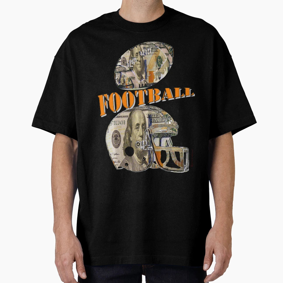 Football And Helmet Made Out Money T-Shirt - Minimalist Print Unisex - T-Shirt, Sweatshirt, Hoodie