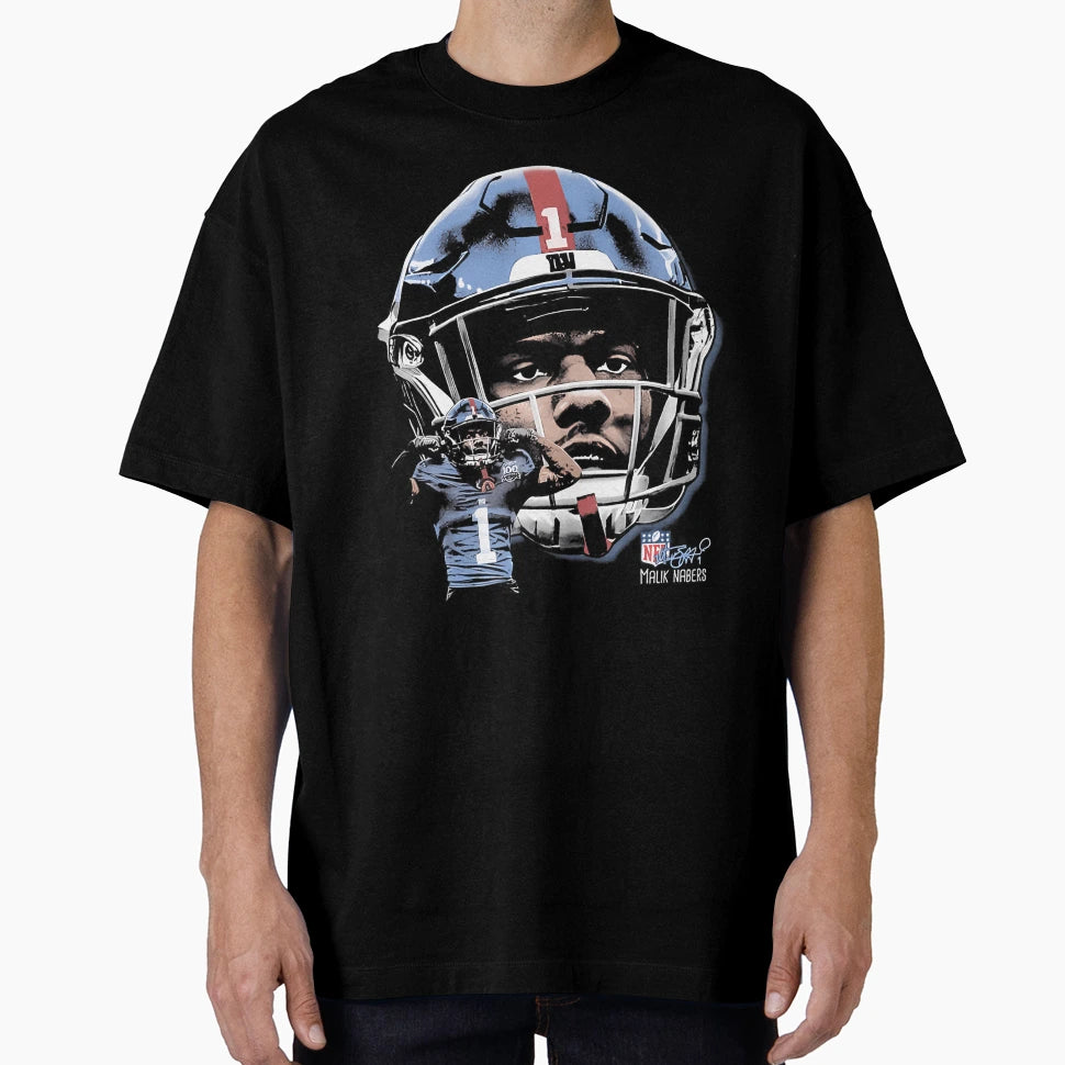 Malik Nabers New York G Helmet T-Shirt - Fun Novelty Design for Adults - T-Shirt, Sweatshirt, Hoodie