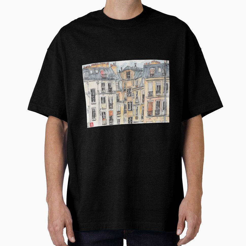 Paris terrace view by Jennie Kessinger - Adult & Kids T-Shirts, Sweatshirts & Hoodies apparel design preview 1