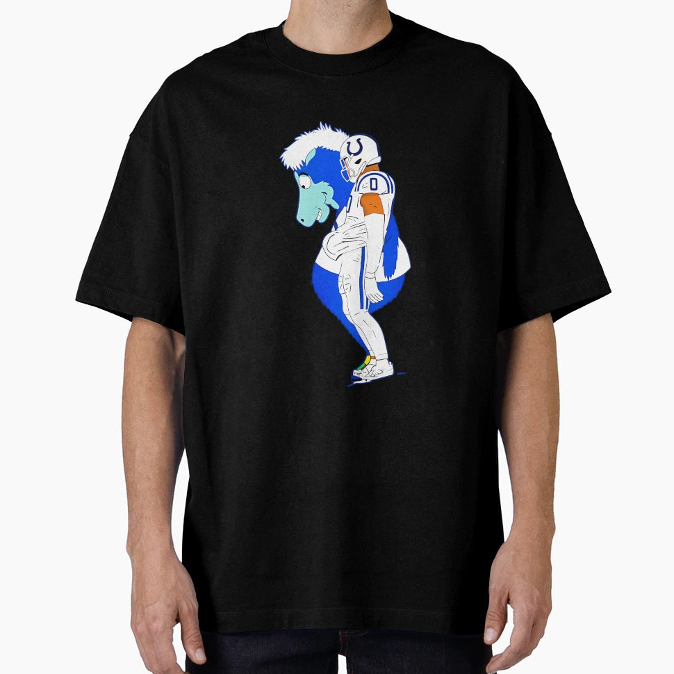 JT Colts Football And Blue Mascot Mem T-Shirt - Graphic Print for Adults - T-Shirt, Sweatshirt, Hoodie