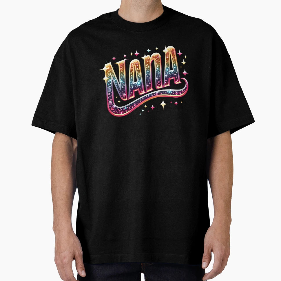 Glitter Nana Text T-Shirt - Minimalist Print Men Women - T-Shirt, Sweatshirt, Hoodie