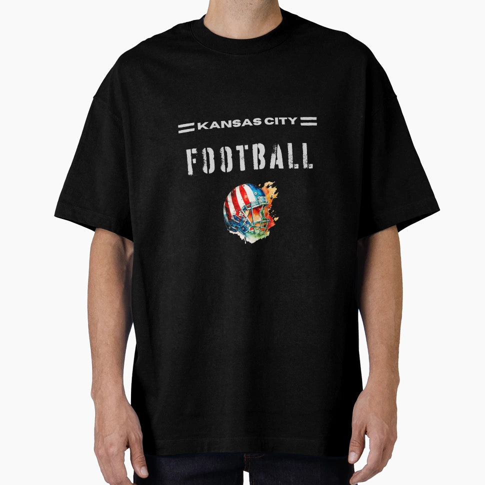 Kansas City Football Usa Flag Helmet T-Shirt - Graphic Print Unisex - T-Shirt, Sweatshirt, Hoodie