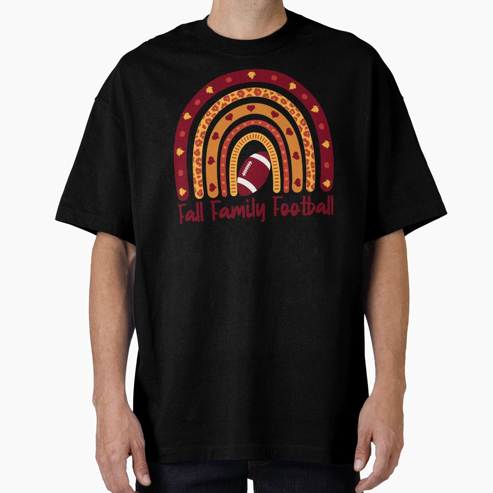 Boho Rainbow Fall Family Football T-Shirt - Casual Everyday Wear Men Women - T-Shirt, Sweatshirt, Hoodie