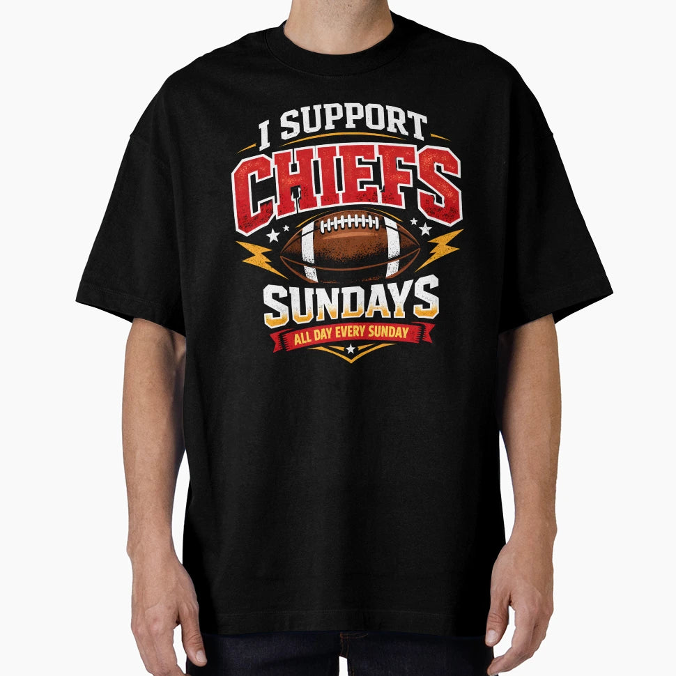 I Support Chiefs Sundays Game Day T-Shirt - Minimalist Print Men Women - T-Shirt, Sweatshirt, Hoodie