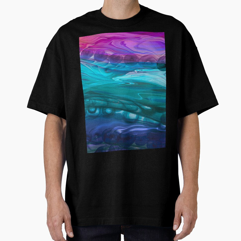 Abstract liquid art alcohol ink ocean waves, marble - Adult & Kids T-Shirts, Sweatshirts & Hoodies apparel design preview 1