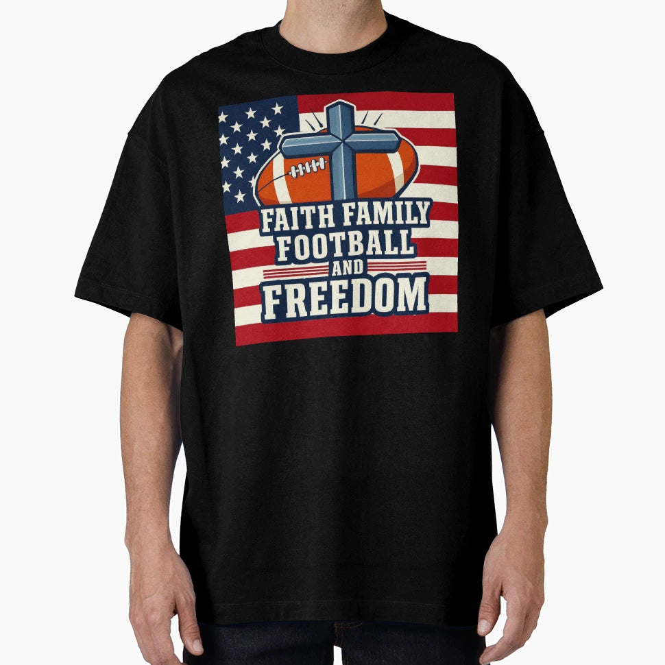 Faith Family Football Freedom T-Shirt - Custom Art Print Men Women - T-Shirt, Sweatshirt, Hoodie