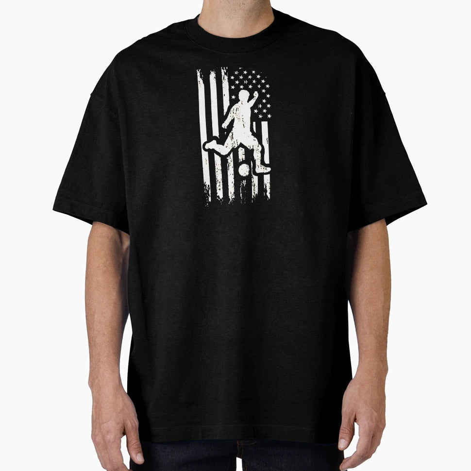 Patriotic Soccer Player American Flag T-Shirt - Minimalist Print for Adults - T-Shirt, Sweatshirt, Hoodie