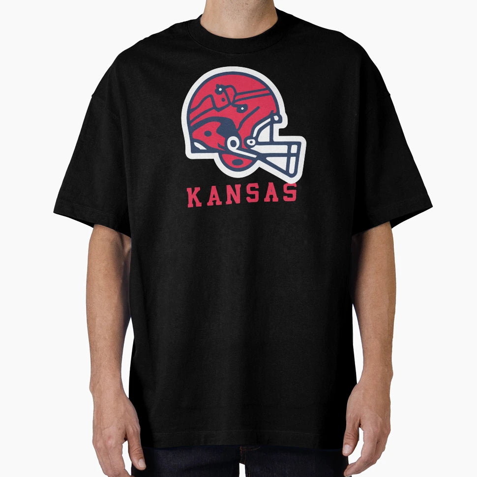 Kansas Football Team Helmet T-Shirt - Aesthetic Graphic Men Women - T-Shirt, Sweatshirt, Hoodie
