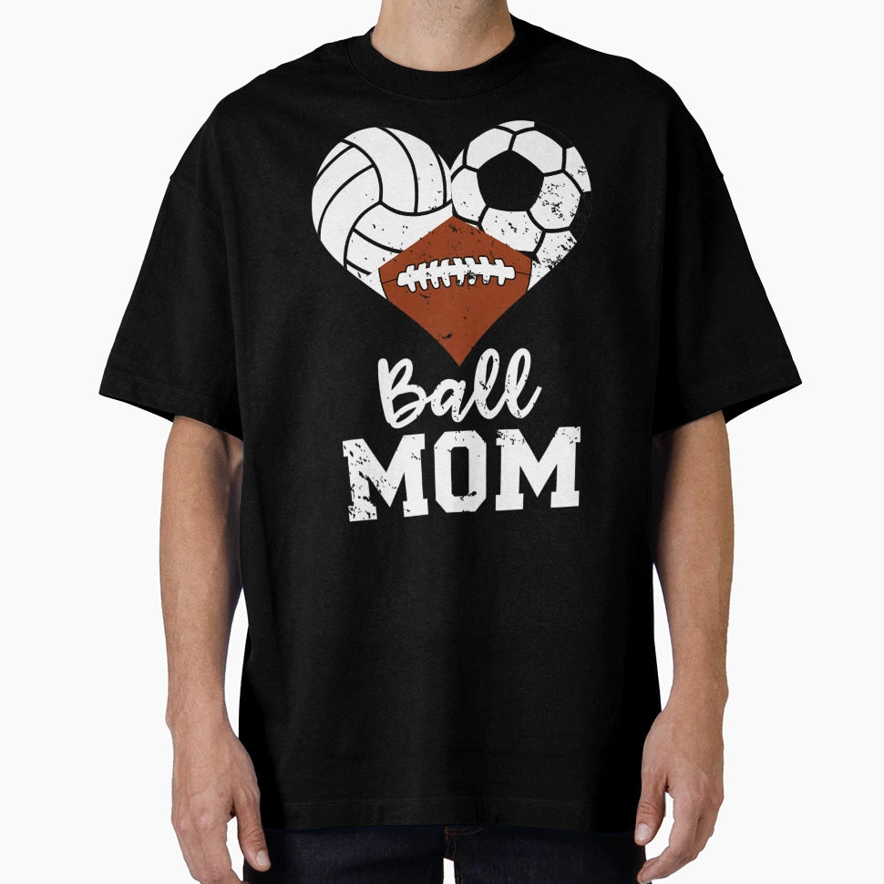 Ball Mom Funny Soccer Football T-Shirt - Minimalist Print Unisex - T-Shirt, Sweatshirt, Hoodie