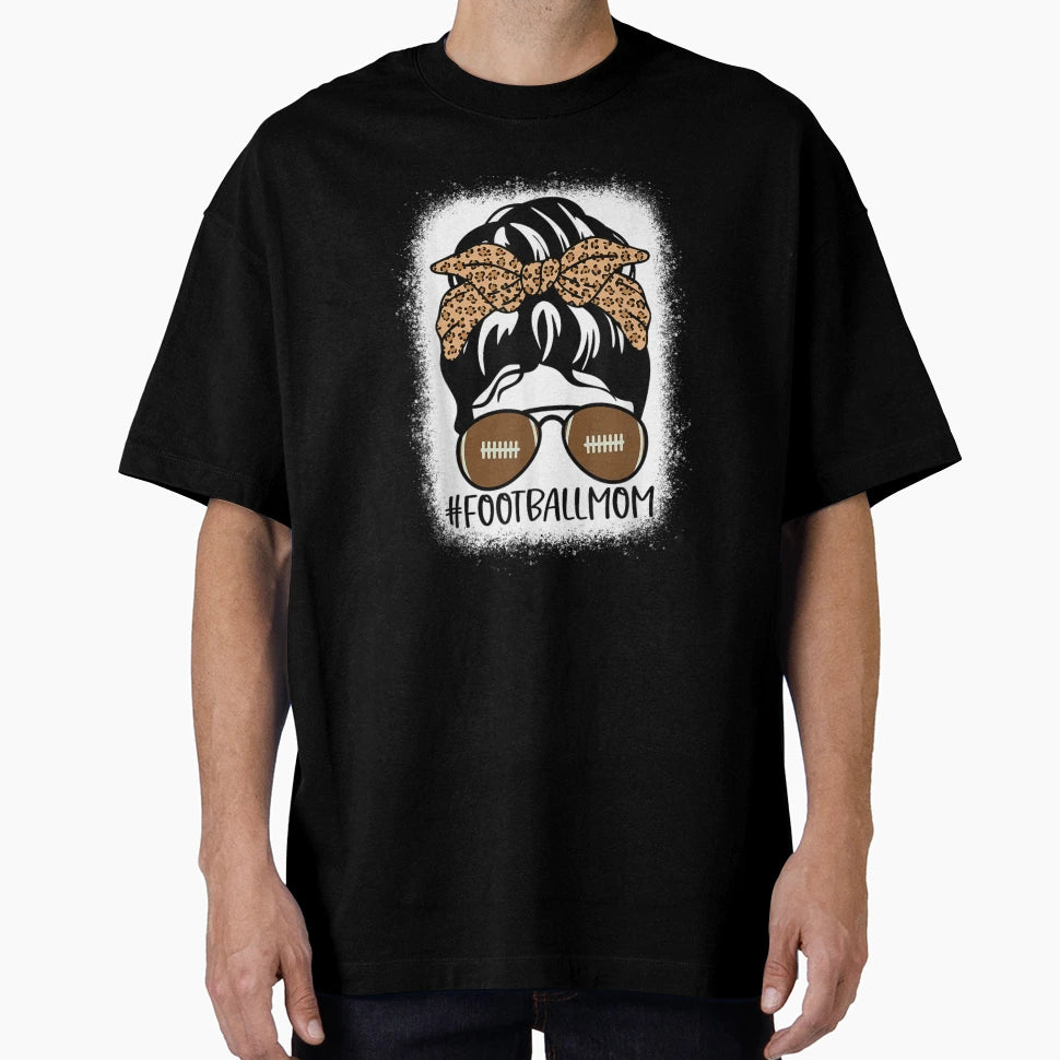 Bleached Football Mom Life Leopard T-Shirt - Minimalist Print for Adults - T-Shirt, Sweatshirt, Hoodie