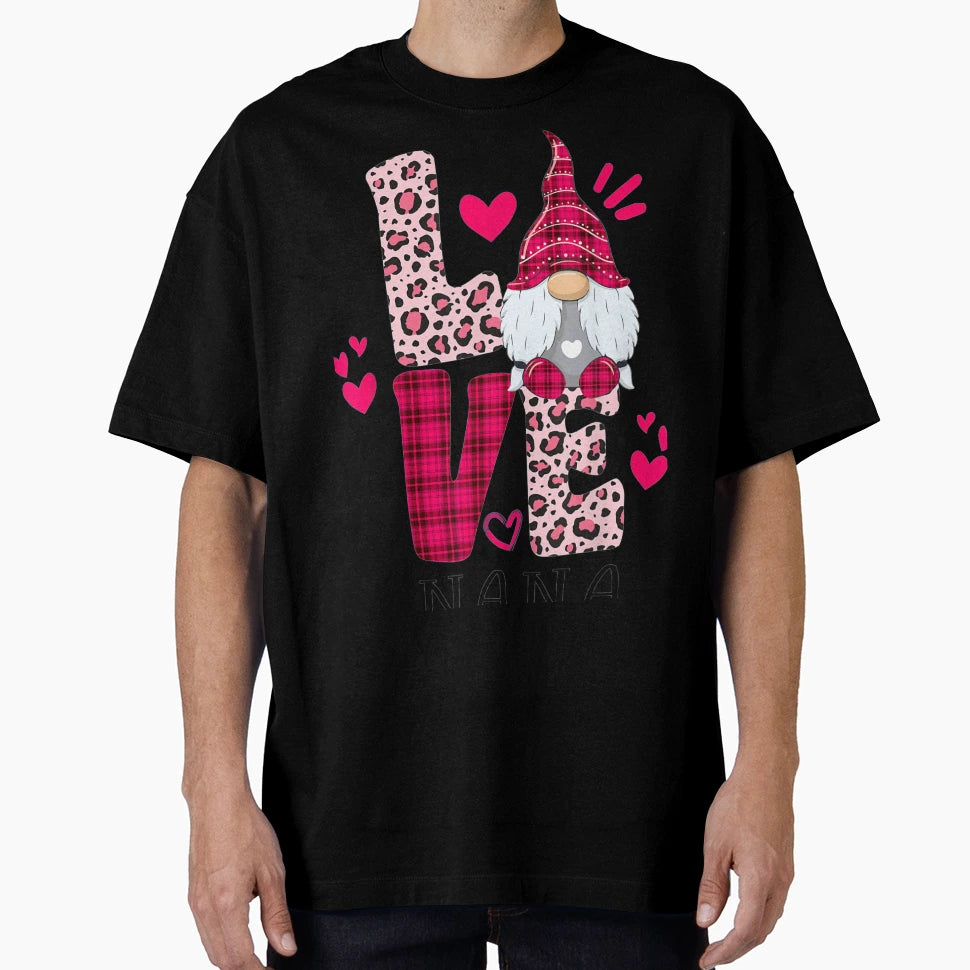 Nn Love Leopard Plaid Gnome Nana T-Shirt - Trendy Graphic for Adults - T-Shirt, Sweatshirt, Hoodie