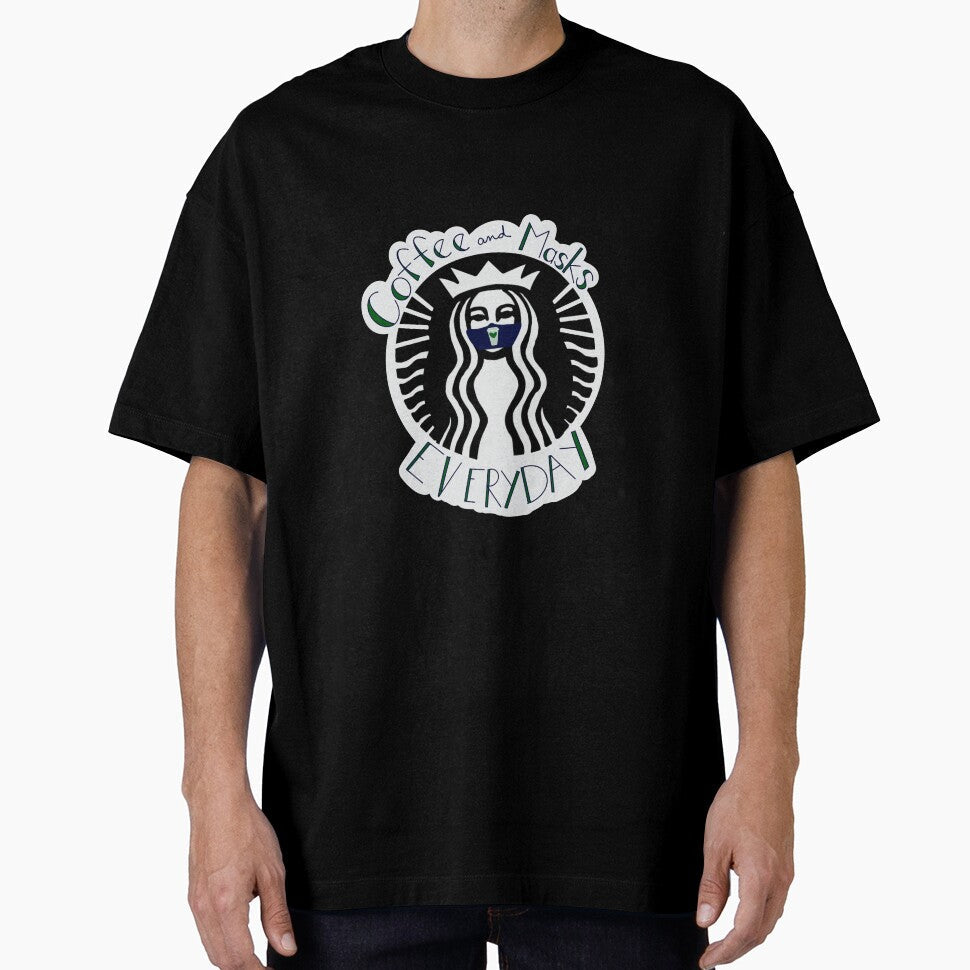 Coffee and Masks Every Day by caringarage - Adult & Kids T-Shirts, Sweatshirts & Hoodies apparel design preview 1