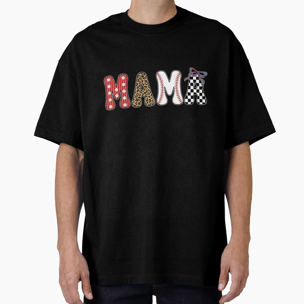 Baseball Mama Checkered Bow T-Shirt - Casual Everyday Wear Unisex - T-Shirt, Sweatshirt, Hoodie