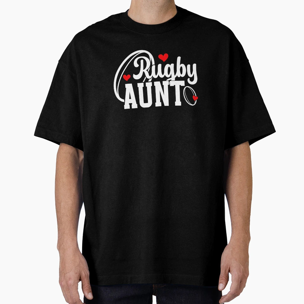 Rugby Aunt Heart Sports Family Support T-Shirt - Fun Novelty Design Unisex - T-Shirt, Sweatshirt, Hoodie