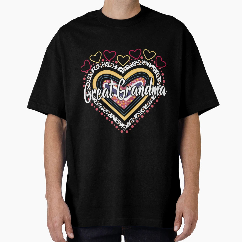 Great Grandma Grandkids Leopard Heart T-Shirt - Fun Novelty Design Unisex - T-Shirt, Sweatshirt, Hoodie