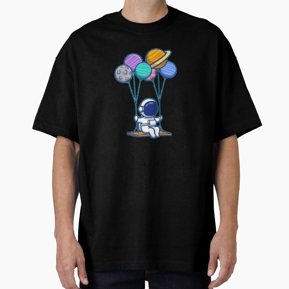 An astronaut swings by the planets.. ZghoulStore - Adult & Kids T-Shirts, Sweatshirts & Hoodies apparel design preview 1
