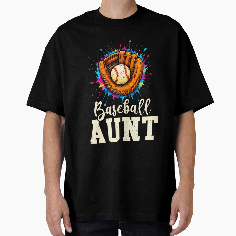 Baseball Aunt Colorful T-Shirt - Custom Art Print Unisex - T-Shirt, Sweatshirt, Hoodie