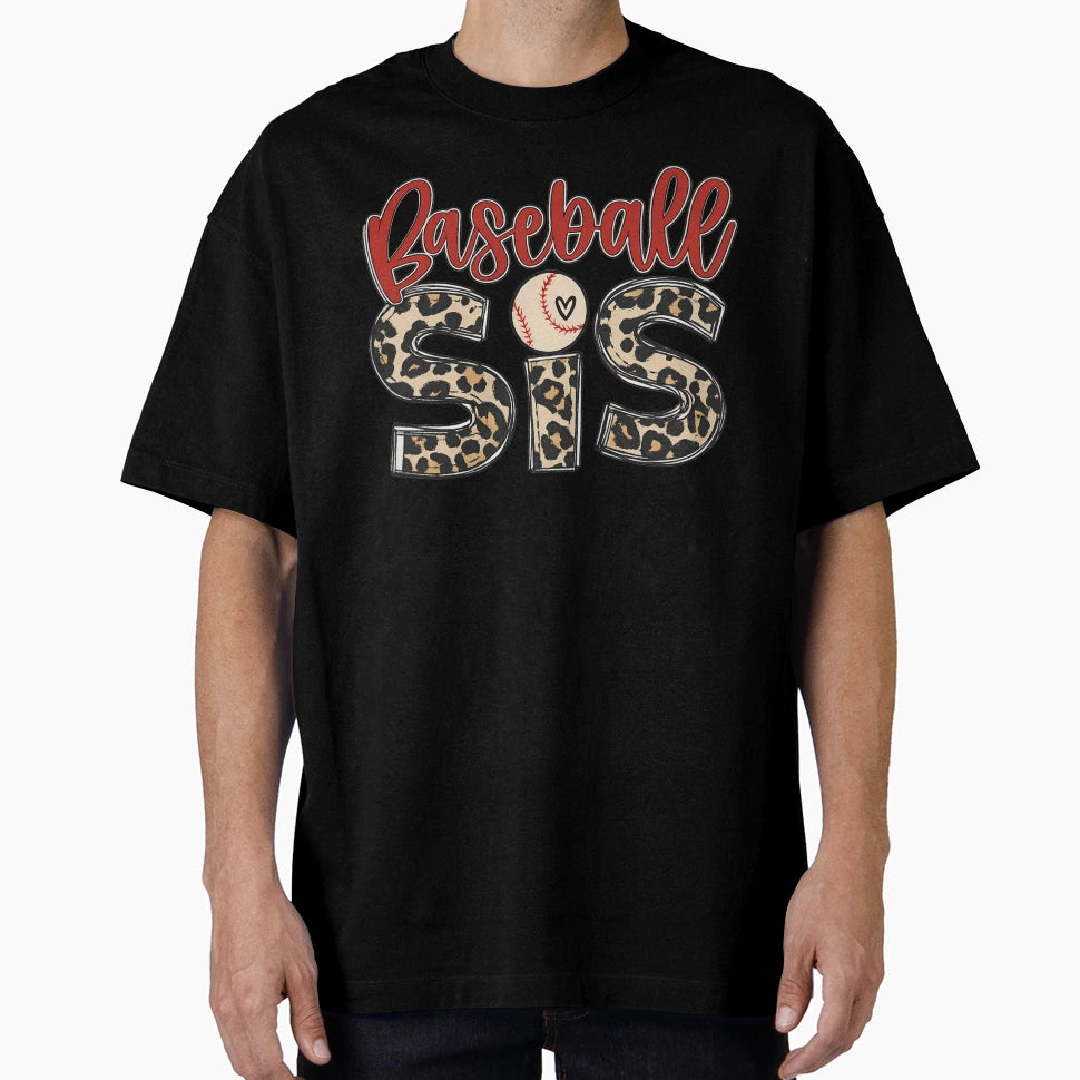 Baseball Sis Leopard Sports T-Shirt - Unique Graphic for Adults - T-Shirt, Sweatshirt, Hoodie