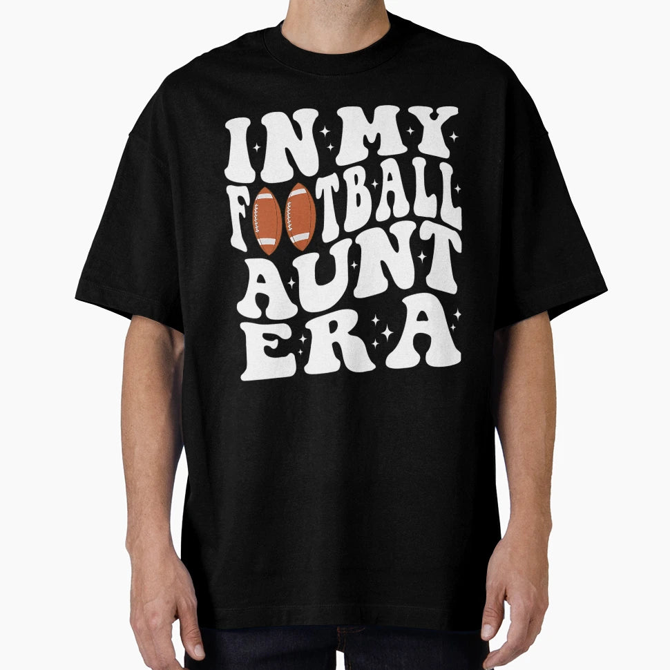 My Football Aunt Era Groovy Football T-Shirt - Trendy Graphic Men Women - T-Shirt, Sweatshirt, Hoodie