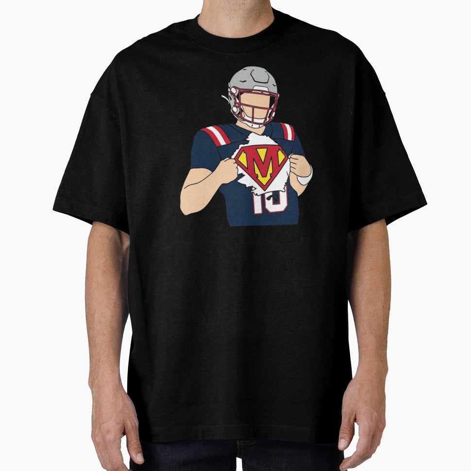 Drake Maye Superman Celebration T-Shirt - Novelty Apparel Unisex - T-Shirt, Sweatshirt, Hoodie