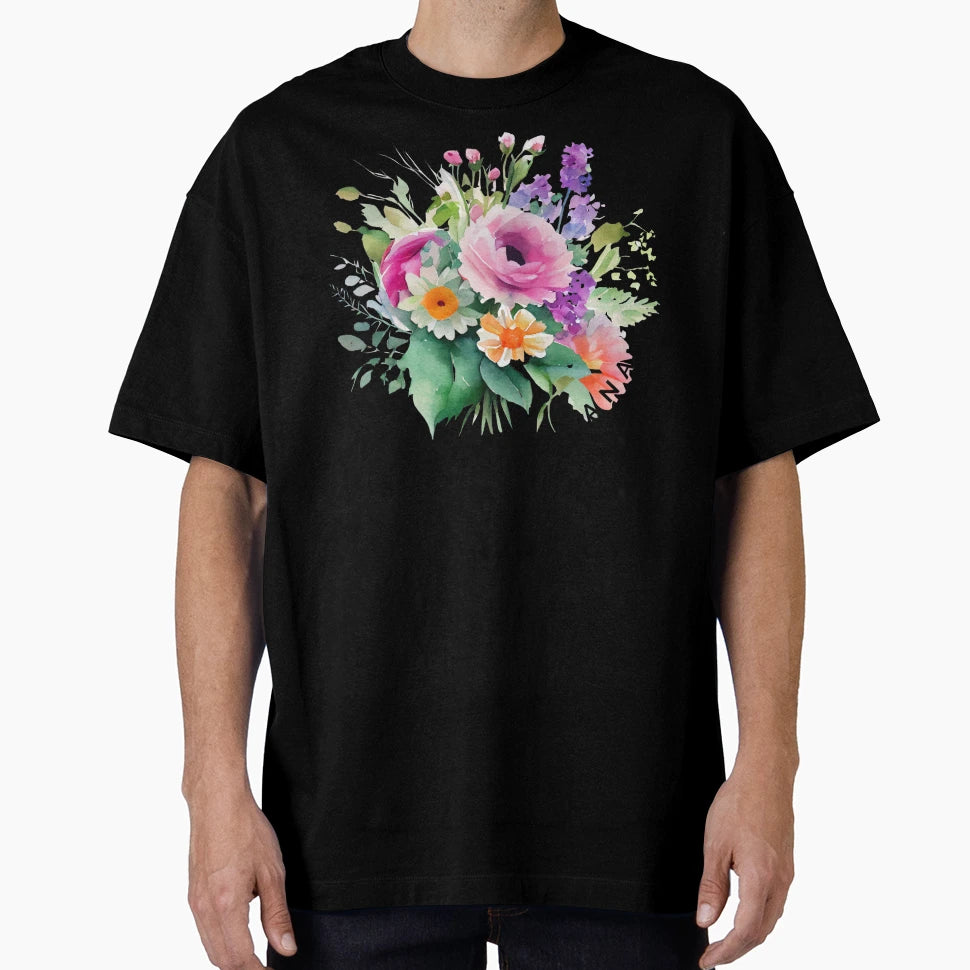 Nana Watercolor Floral Flower Bouquet T-Shirt - Novelty Apparel Unisex - T-Shirt, Sweatshirt, Hoodie